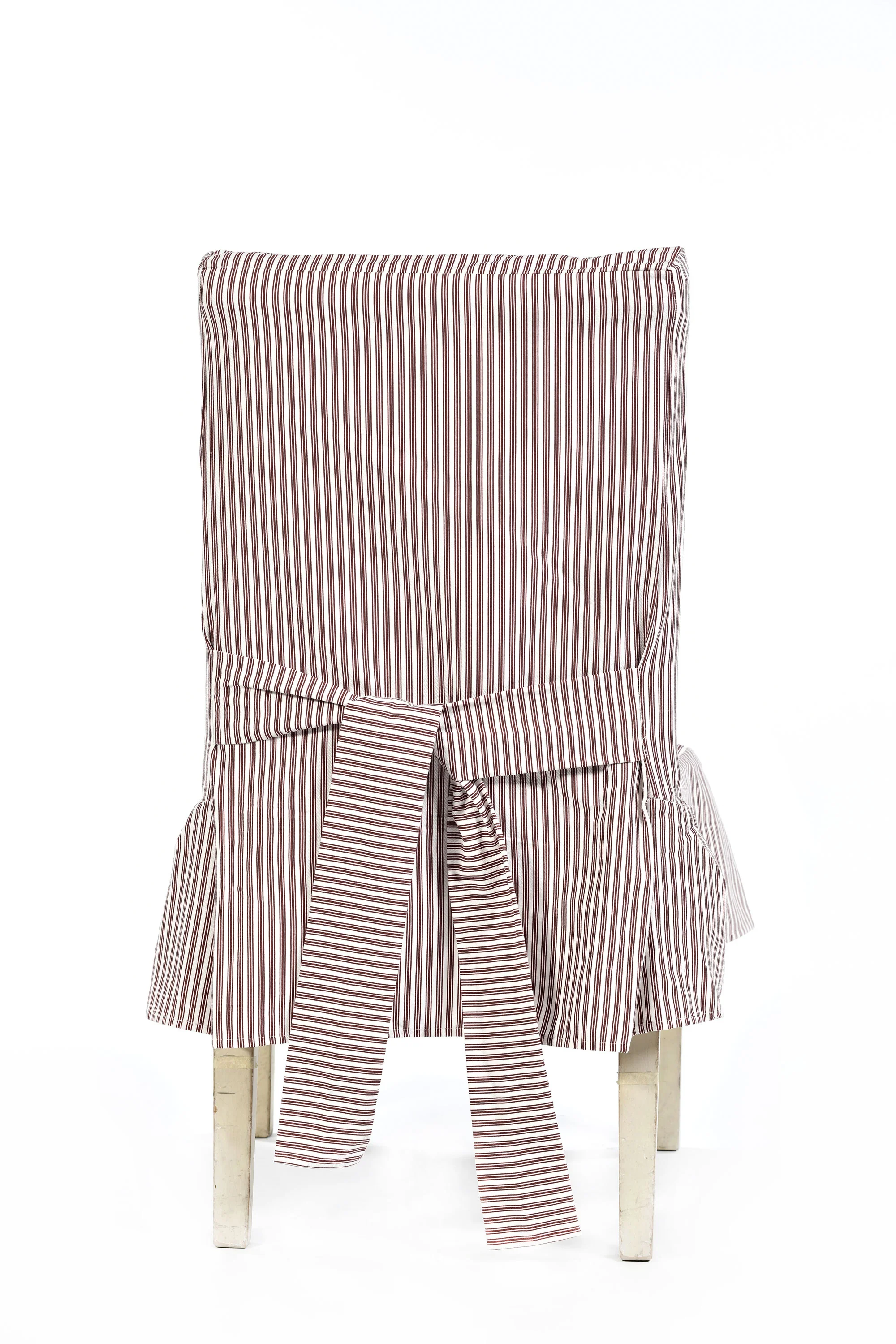 Short Stripe Twill Ticking Dining Chair Slipcover - Image 4