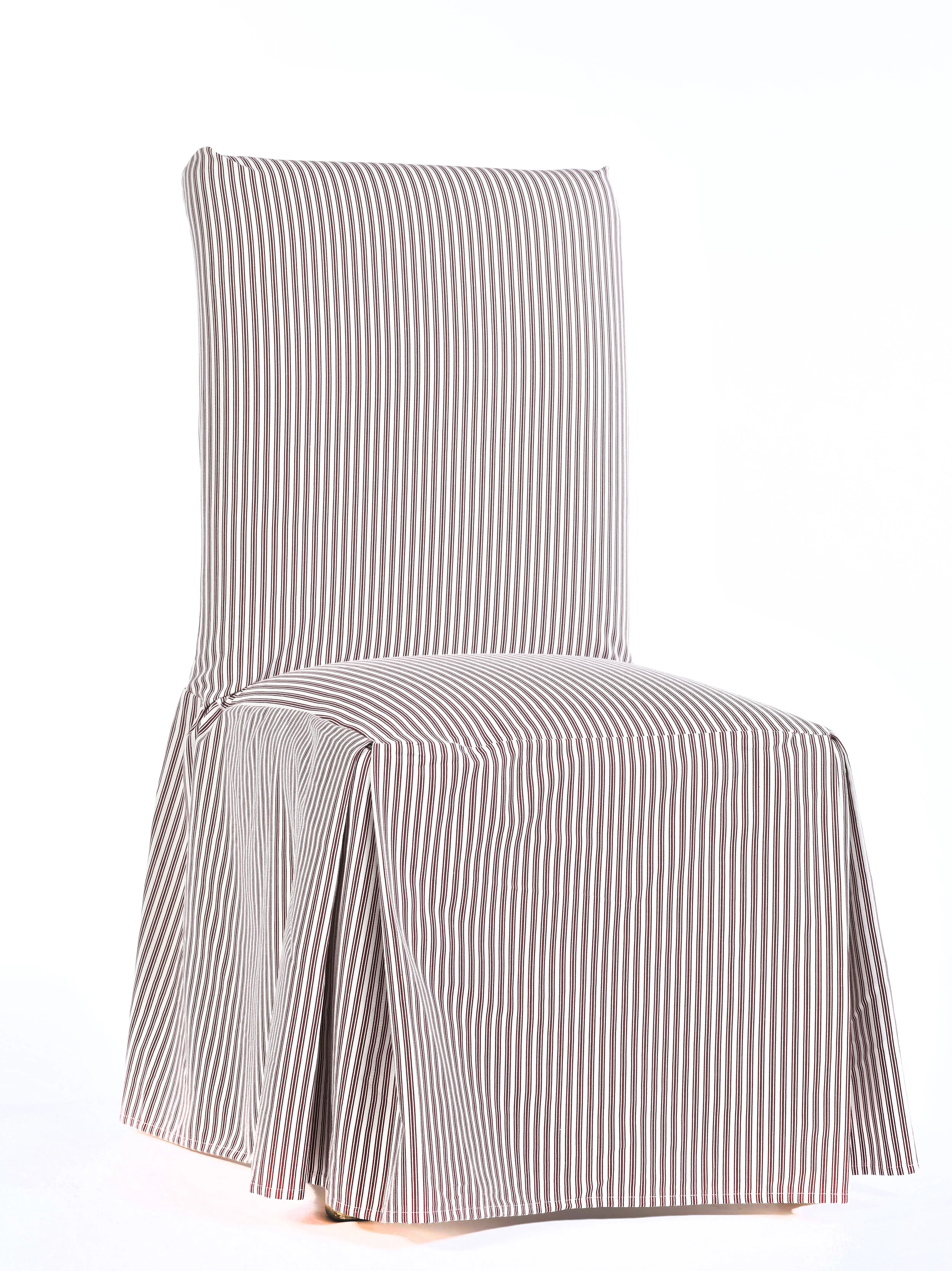 Long Stripe Twill Ticking Dining Chair Slipcover - Image 4