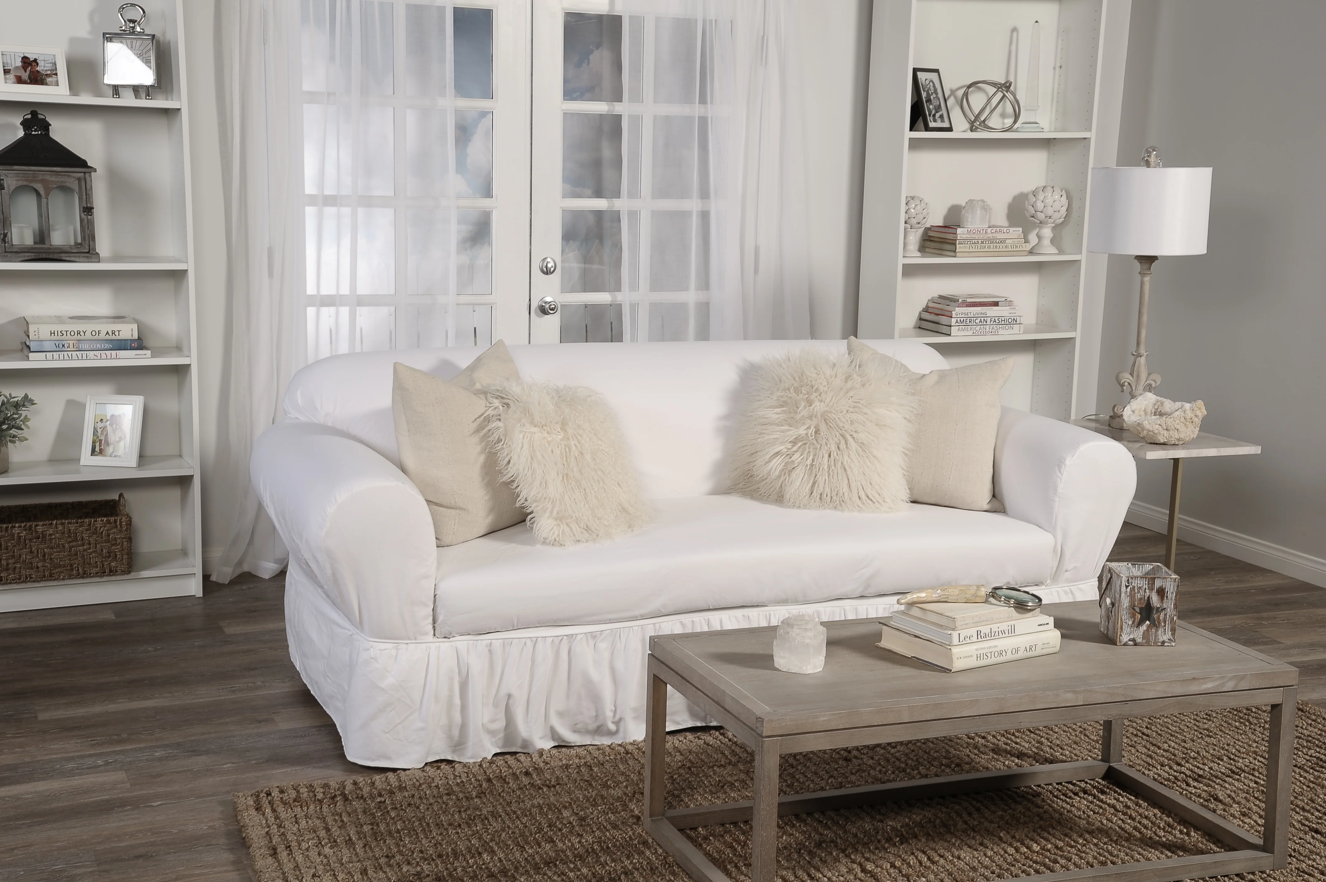 Washed Cotton Duck Ruffled Two-Piece Slipcover - Image 3