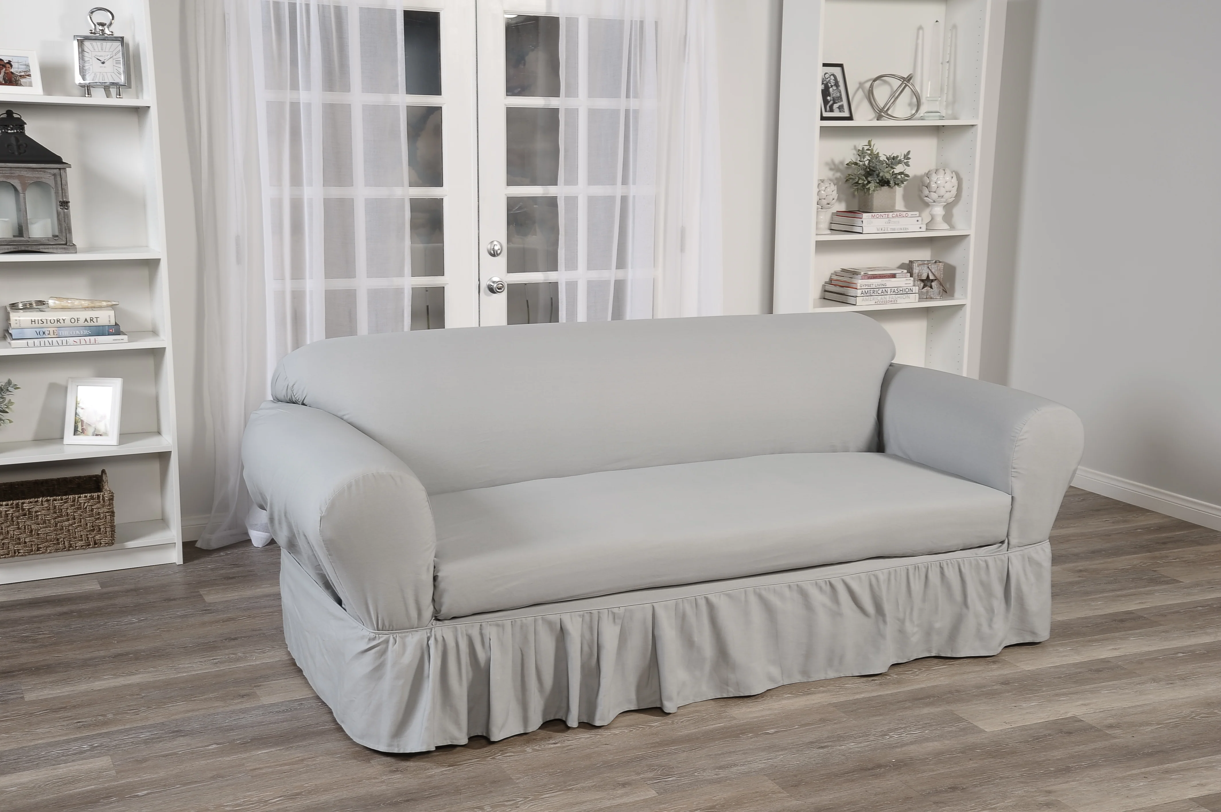 Washed Cotton Duck Ruffled Two-Piece Slipcover - Image 4